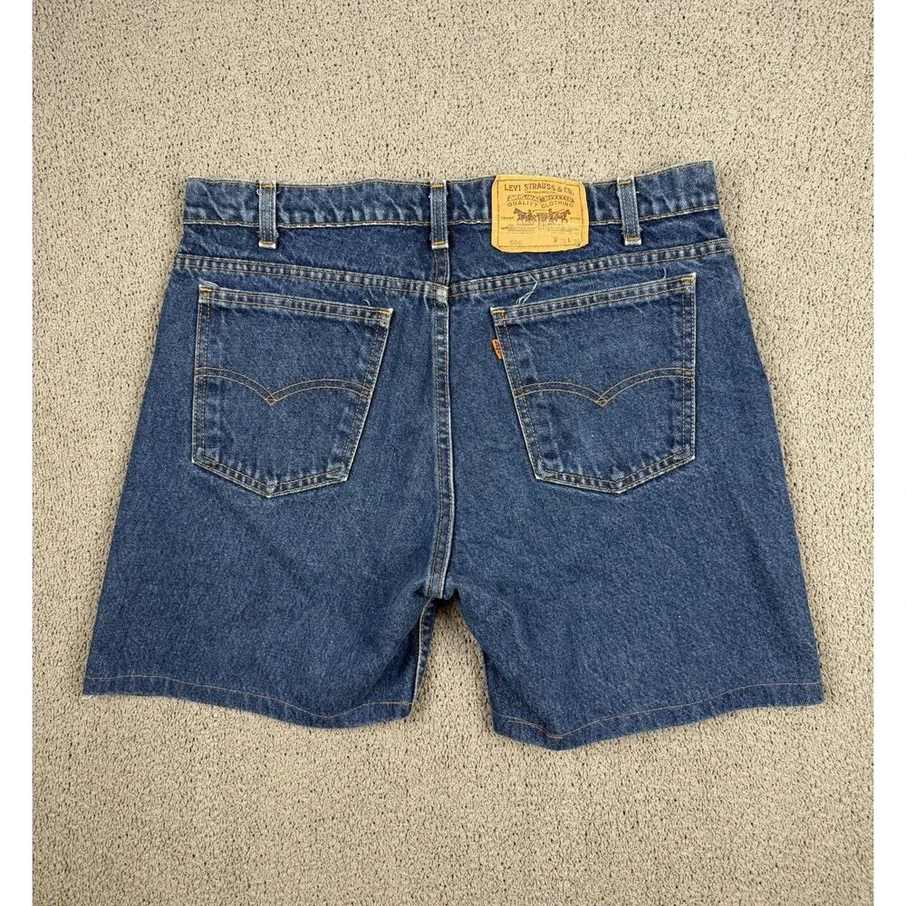 Vintage Levis Shorts Mens 36 Denim Jean Orange Tab 90s Relaxed Fit 506 Jorts USA